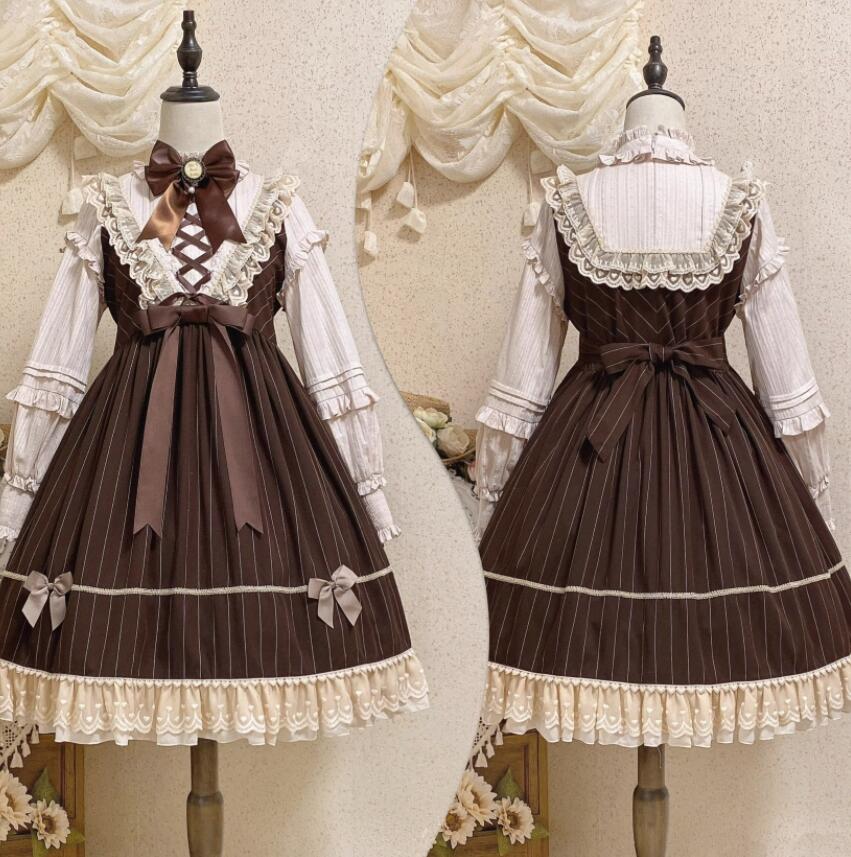 LOLITA ロリータ 長袖 ワンピースJSK OP ゴスロリ コスプレ メイド服 コスチューム 文化祭 学園祭 衣装 仮装 おすすめ 可愛い 日常写真舞台花嫁洋服ハロウィーン人形ドレス ハロウィン