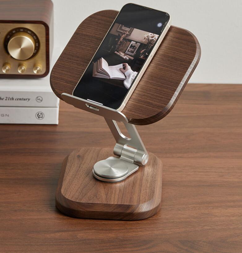 キャンペーン価格スマホスタンド タブレットスタンド スマホ スタンド 携帯スタンド 多機能 取り付け簡単 携帯 折り畳み式 小型 高さ調整 滑り止めシリコンパッド付き アルミ合金素材 木製 持ち運び