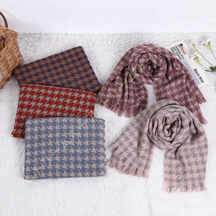 防寒 優しい肌触り 女の子 レディース フリンジ付き 防風 仕事 秋 千鳥柄 可愛い 通勤 オフィス ロングマフラー グレンチェック ストール 女性 通学 冬