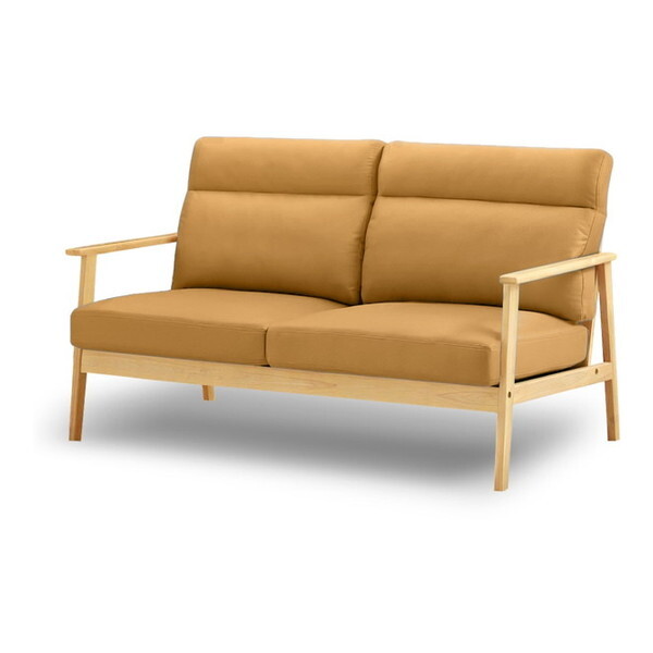 アーバン通商 木肘ソファ 3人掛け(レザーテクノロジー) AX-1820-3P-キャメル メーカー直送