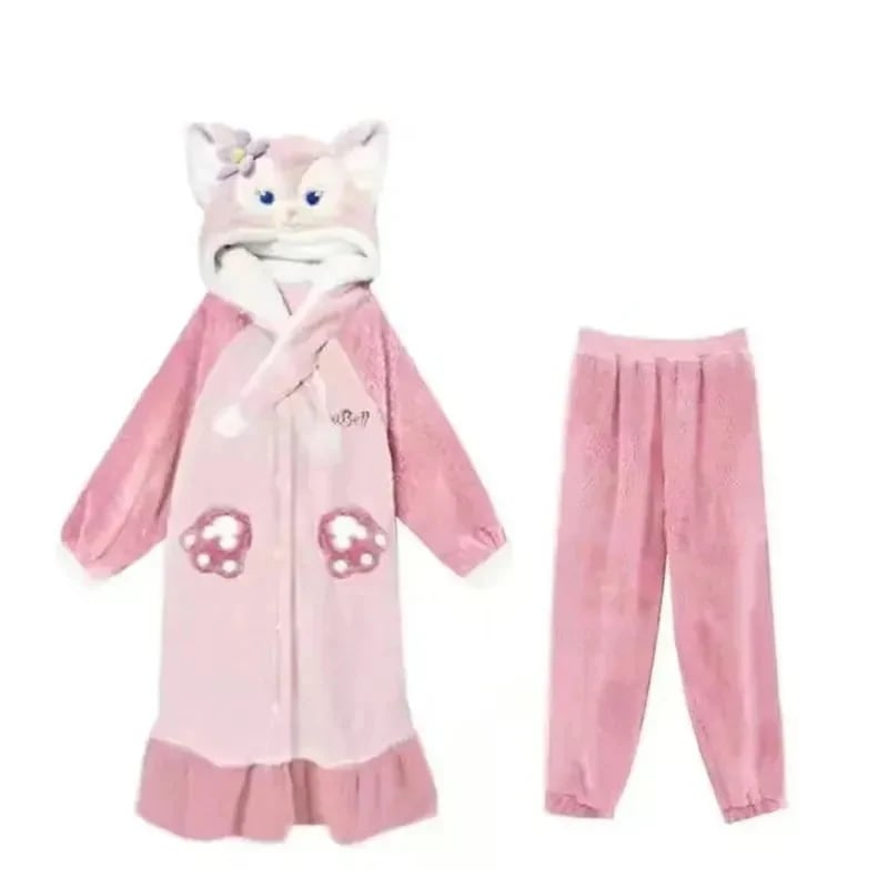 【1 つ購入すると 1 つ無料】リーナベルLinaBell 着ぐるみ パジャマ ディズニー 可愛い もこもこ バスローブ パジャマ レディース ルームウェア コスプレ 修学旅行人気の学園グループ服 柔