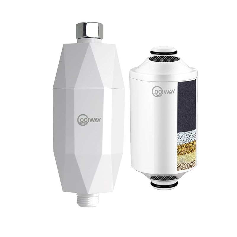 【国内即発】CoolWAY シャワーヘッドフィルター 硬水用 高出力シャワーフィルターカプセル 塩素 重金属 不純物を濾過 ビタミンC 肌の髪を活性化するシャワーフィルター（白-菱形です）