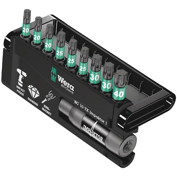 WERA ヴェラ 10点組 差込6.35mm インパクト用 ビットチェック トルクスビットセット 057688 工具 ツール DIY 作業工具 道具