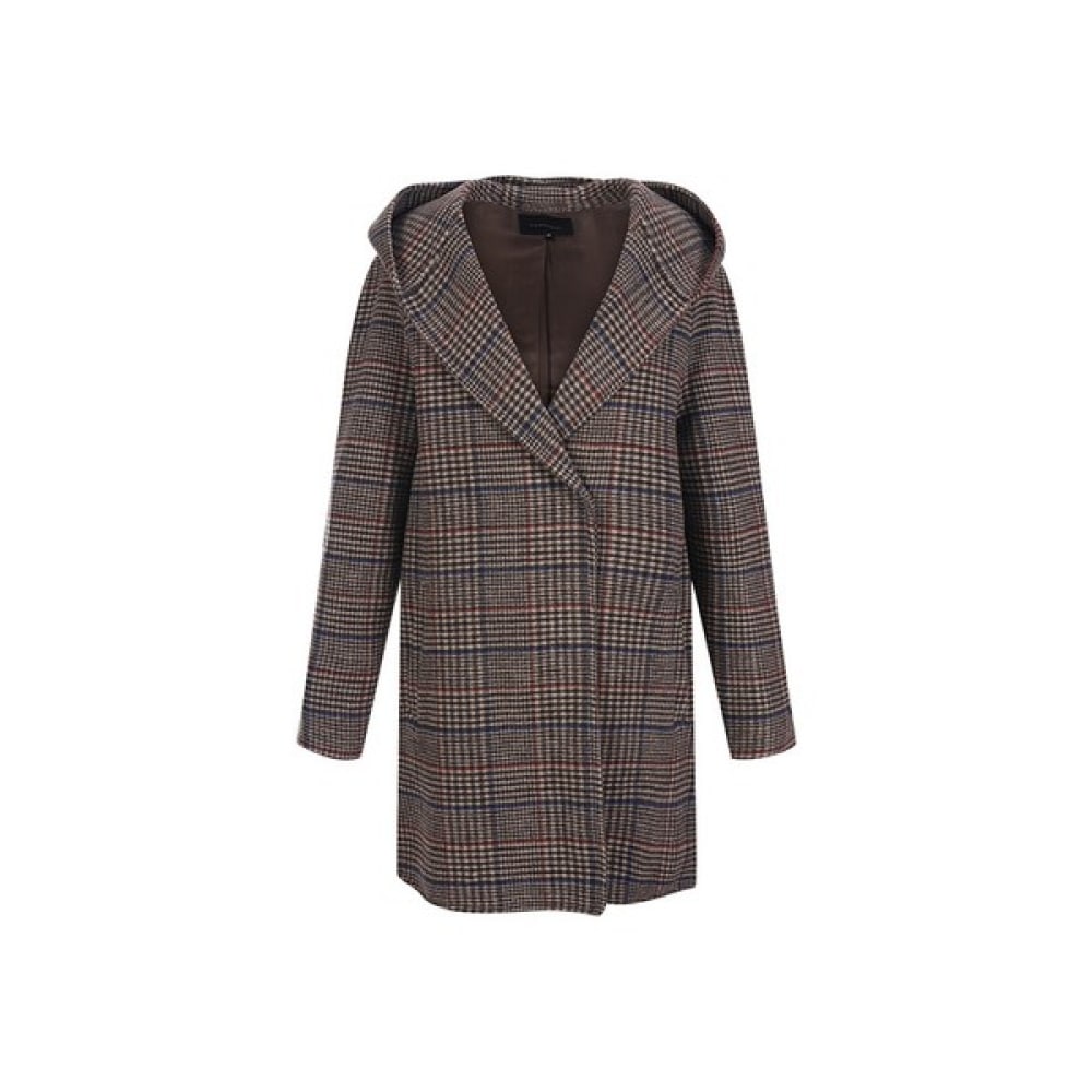 (コンパニア) フードネックウールチェックジャケット_CABW0-WJK910