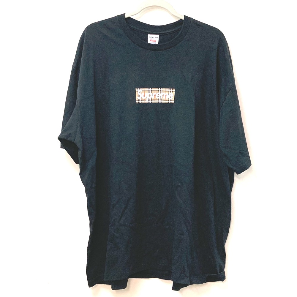 Supreme シュプリーム 半袖Ｔシャツ チェック ボックスロゴ バーバリー アパレル トップス コットン ブラック
