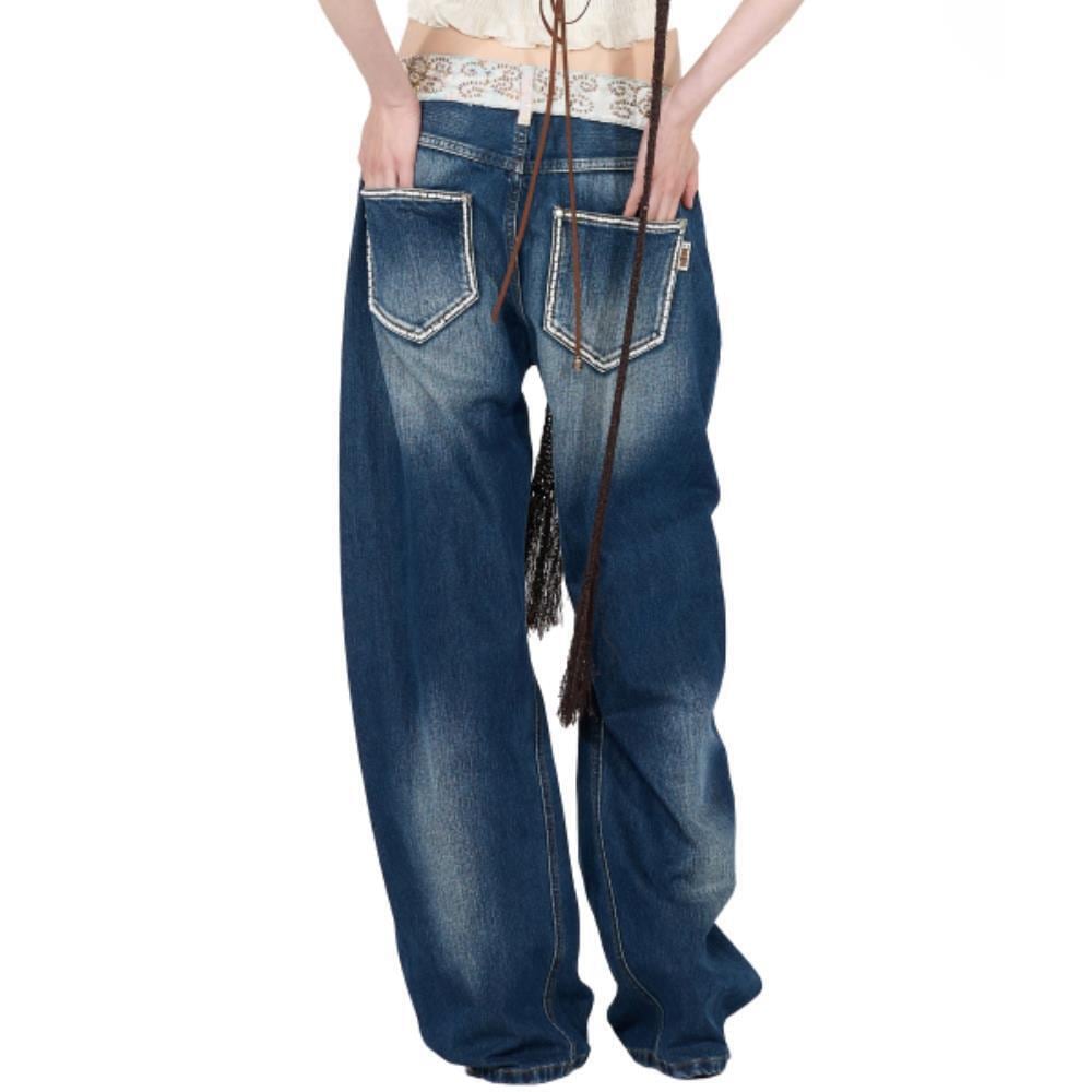 スカルプター Beaded Waist Denim Pants Indigo Blue SC24A403B
