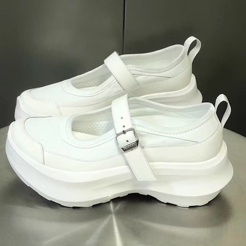 夏用メリージェーンレディースシューズ厚底ニット高さを高く見せるレトロなメリージェーンサンダルストラップメッシュスポーツカジュアルシューズ