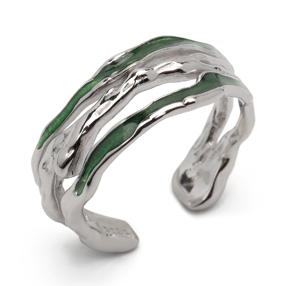925 アンニュイな線を描くリング [cr559-green]