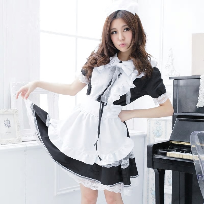 女性メイドドレスロリータドレスエプロンかわいい女の子ユニフォーム セスドレスアニ
