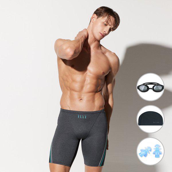 [4種セット] 男性グレー5部丈スクエア室内水着 BEZ-W404G