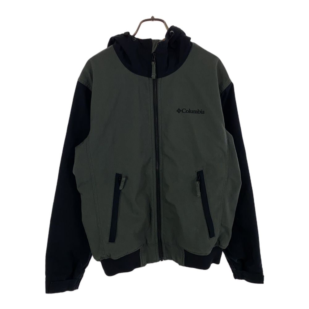 アウトドア 中綿 マウンテンパーカー S カーキ×ブラック 裏フリース メンズ