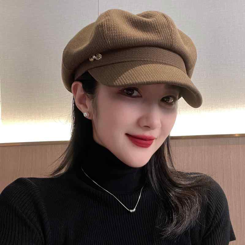 秋冬 コーデ レディース ファッション オシャレ アイテム カワイイ シンプル 大人カワイイ レトロ 八角 帽子 韓国スタイル ベレー帽 画家帽子
