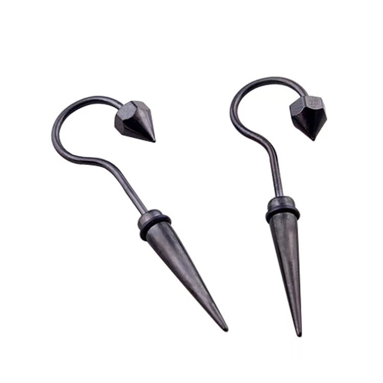 柔らかい 2pcsイヤリング男性用ピアスイヤリング付きクロスの韓国語版 イヤリング Color ブラックシングル Coris Ec