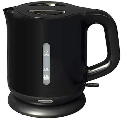 他サイト： [山善] 電気ケトル 電気ポット 1.0L 一人暮らし 二人暮らし コンパクト 沸騰自動OFF機能付き ワンタッチ操作 ブラック DKE-100(B)の商品画像