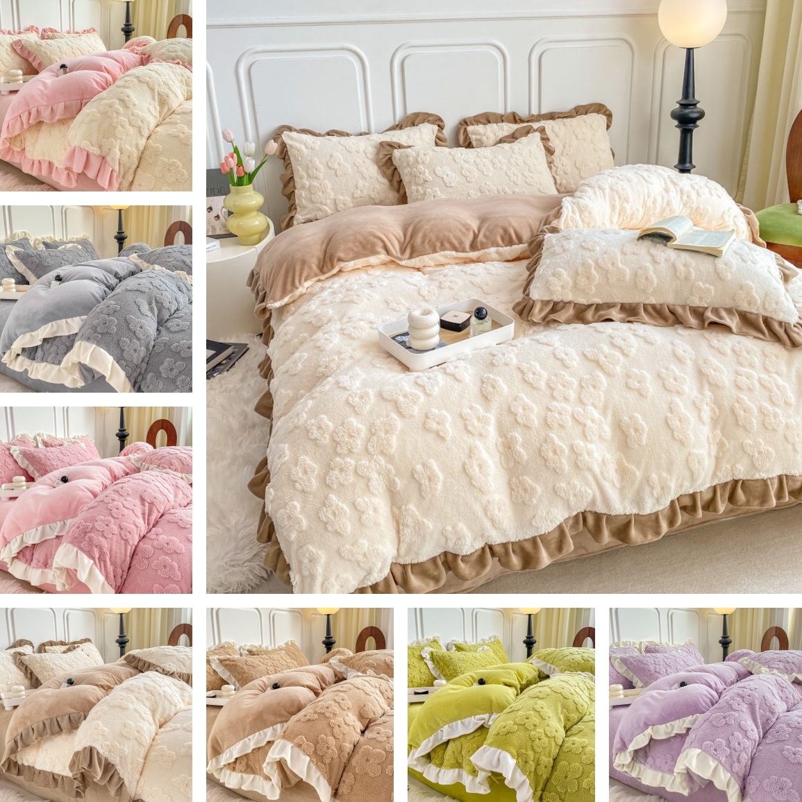 布団カバー セット 韓国ファッション 布団カバー 冬用 毛布 暖かい 厚手 ベッドカバー ダブルサイズ 掛け布団カバーボックスシーツ 抗菌防臭 洗える 寝具 ベッド用品 シングル セミダブル ダブル