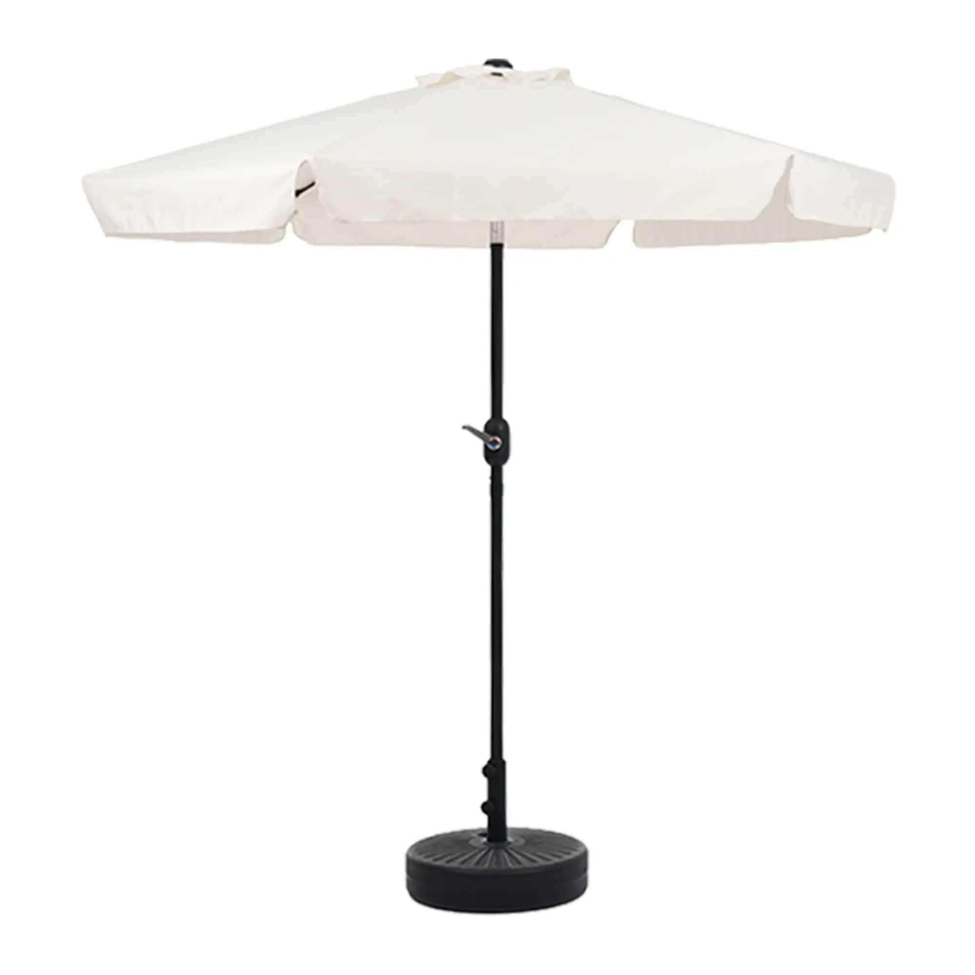 1887【TYPEBベージュ+ベース付き】パラソル ハンドル・フリル付き　直径220cm 30+UPF紫外線対策 角度調整 パラソルセット ベース パラソル ガーデンパラソル