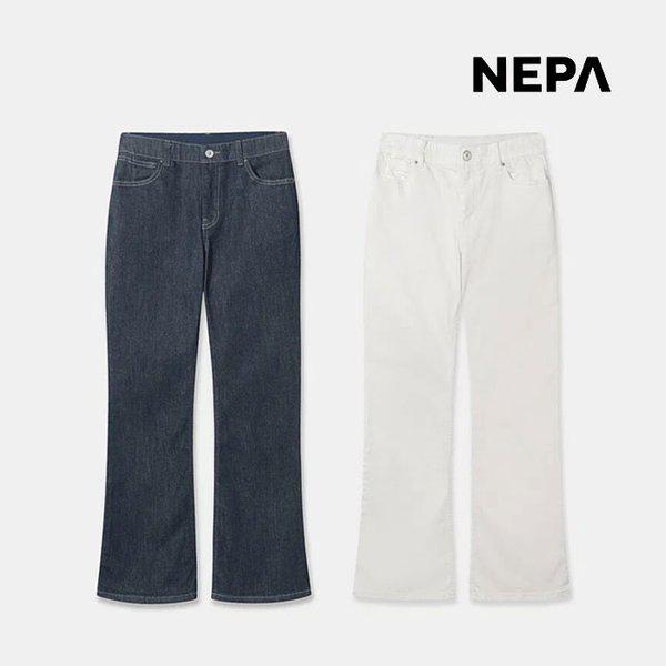 女性ノンフェイドデニムブーツカットパンツストレッチスリムフィットジーンズ7M21649