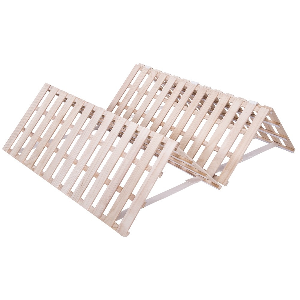 【42】国内入荷済【シングル*2】すのこベッド 折りたたみベッド 4つ折り 湿気/カビ対策　耐荷重200kg