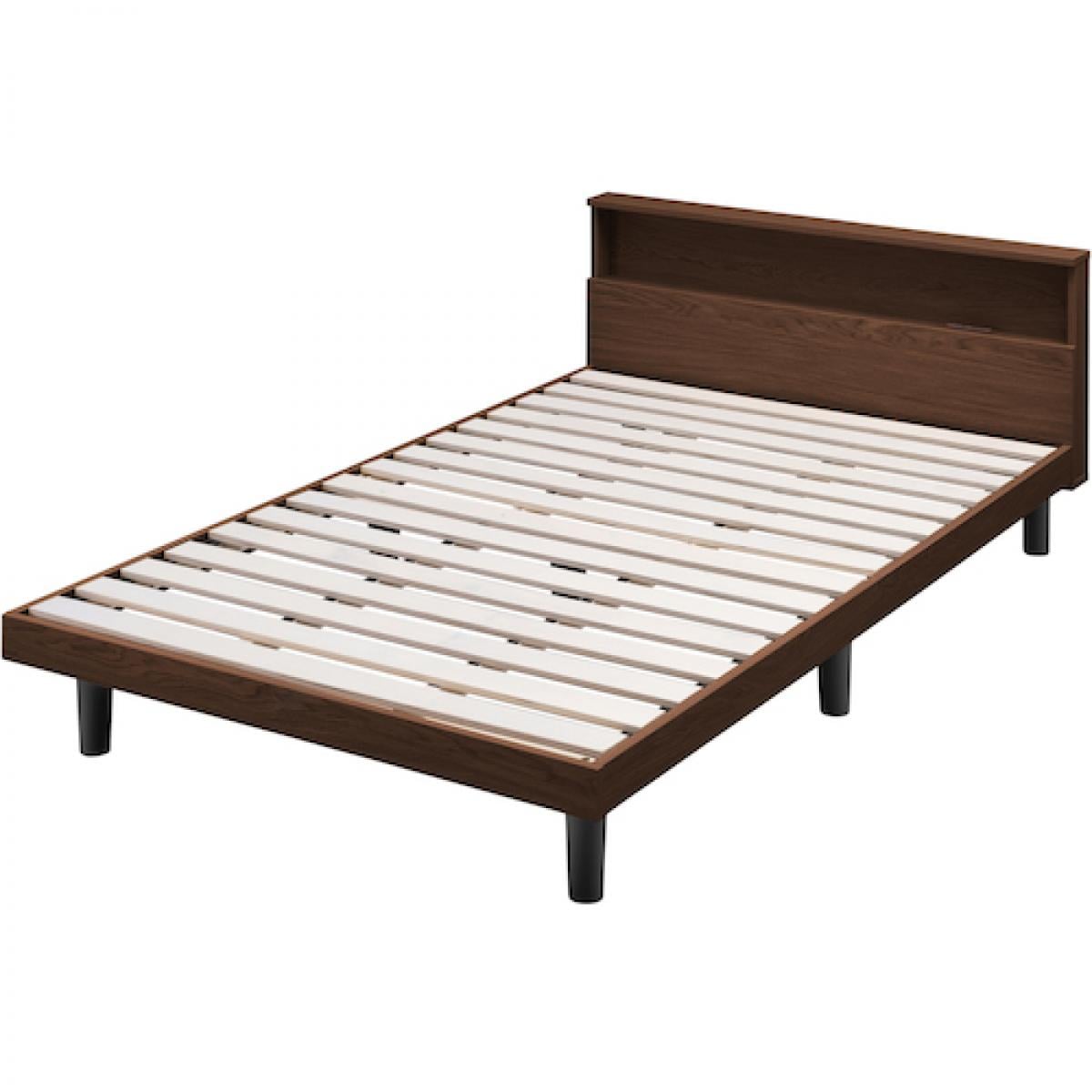 【I】【代引不可】 アイリスオーヤマ すのこベッド セミダブル SNB-SD ブラウン 通気性 2口コンセント付 ヘッドボード 【北海道・沖縄・離島不可】【代引不可/沖縄・