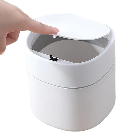他サイト： 良品ラボ 卓上ゴミ箱 ふた付き スリム おしゃれ 小さい ミニダストボックス シンプル 1個(プッシュタイプ_ホワイト)の商品画像