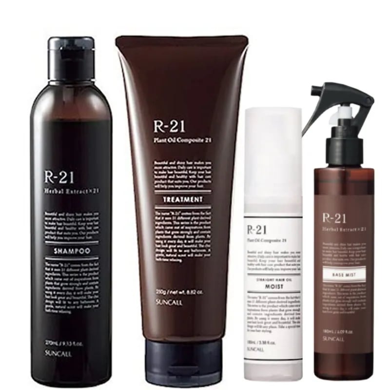 サンコール R-21 シャンプー 270mL + トリートメント 250g + ヘアオイル モイスト 100mL + ベースミスト 180mL セット エイジング毛 ハリコシ ヘマチン ボリュームアッ