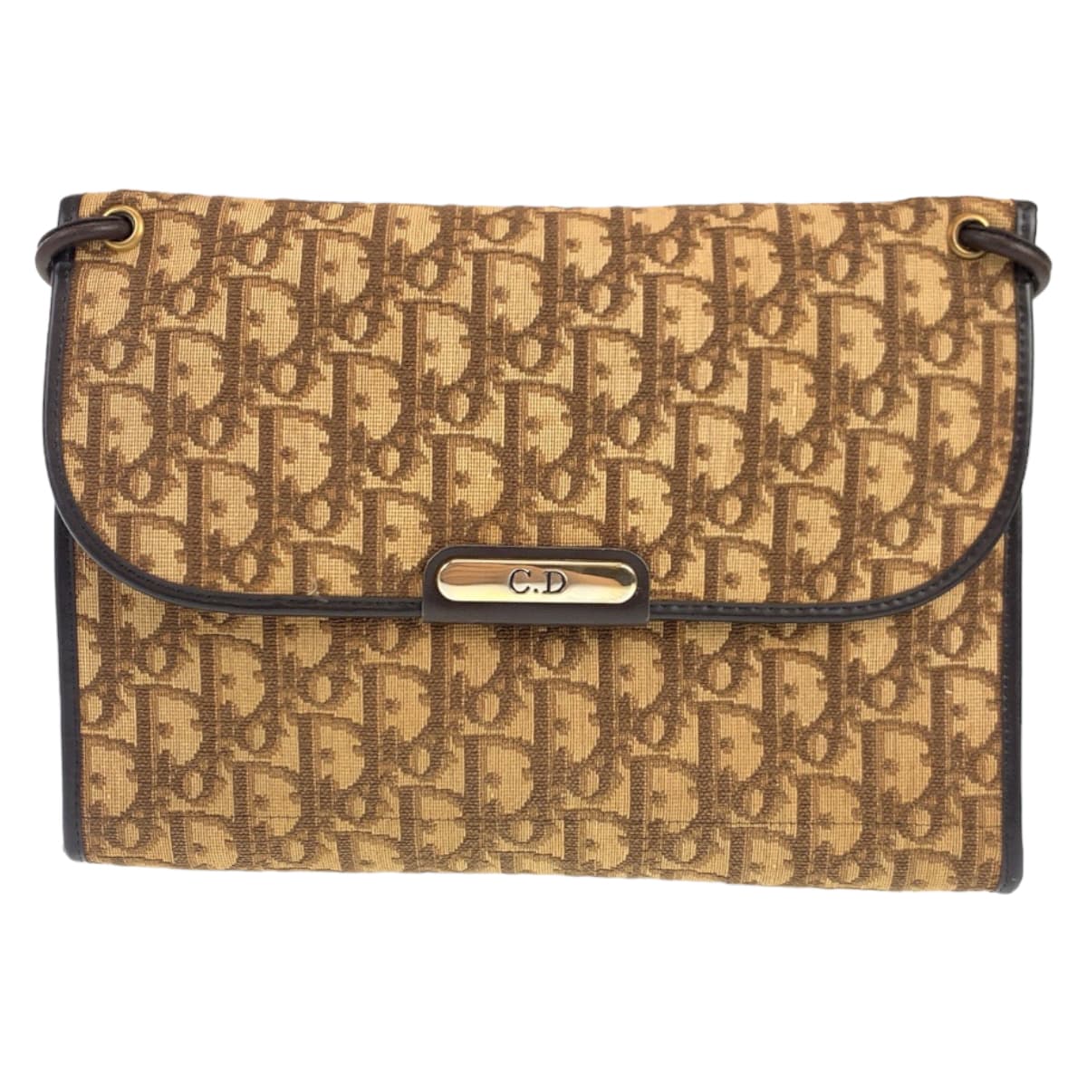 美品 ヴィンテージ トロッター ベージュ 薄茶 ブラウン 茶色 ゴールド金具 キャンバス/レザー ショルダーバッグ 肩掛け レディース 405944