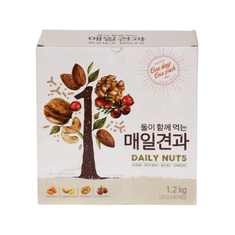 二人で一緒に食べる毎日ナッツ一日一袋 一日ナッツ 20G 60袋 (1.2kg)