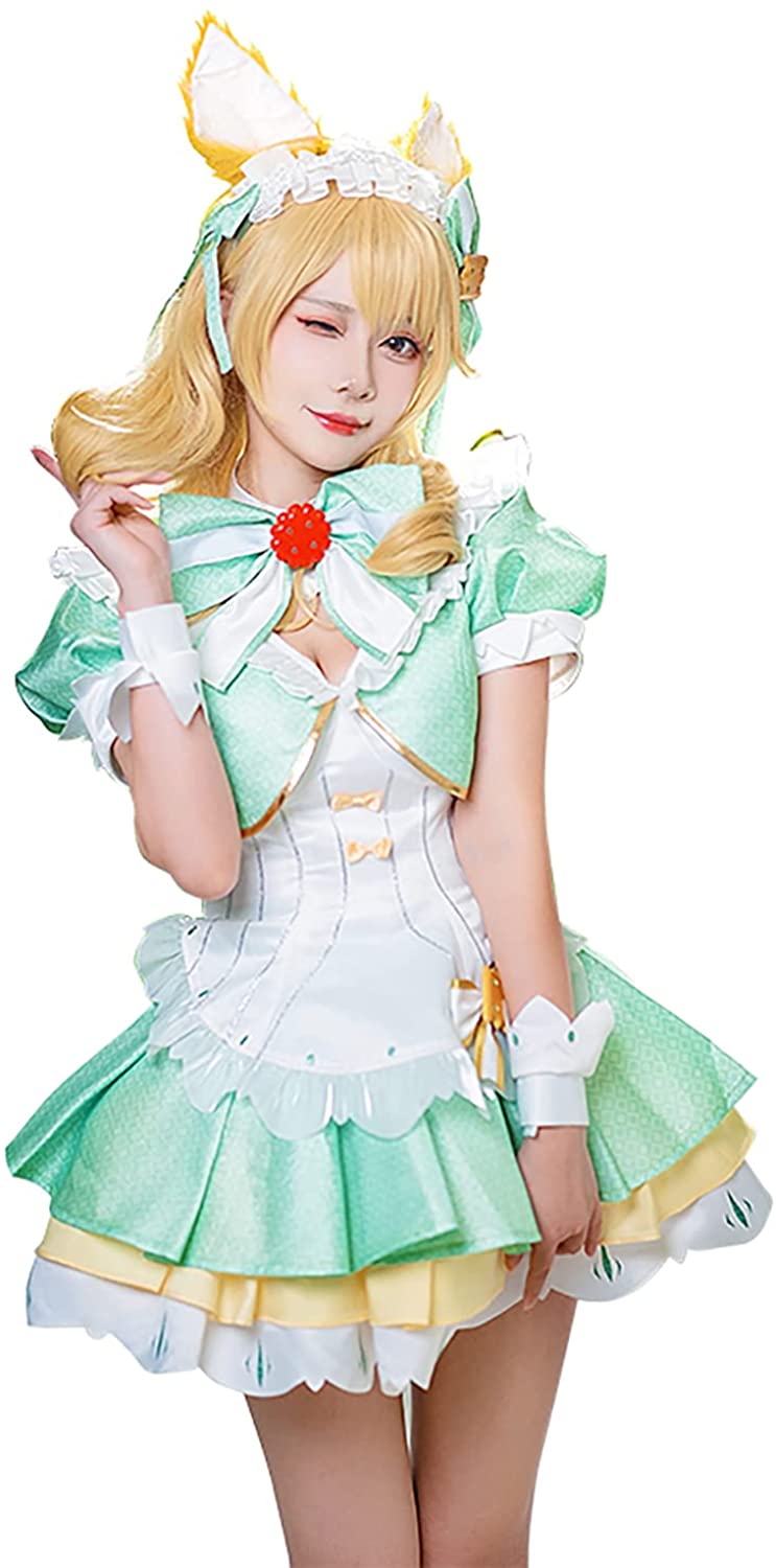 王者栄耀 妲己 コスプレ ワンピース ミニ丈 ハロウィン メイド 抹茶 だっき