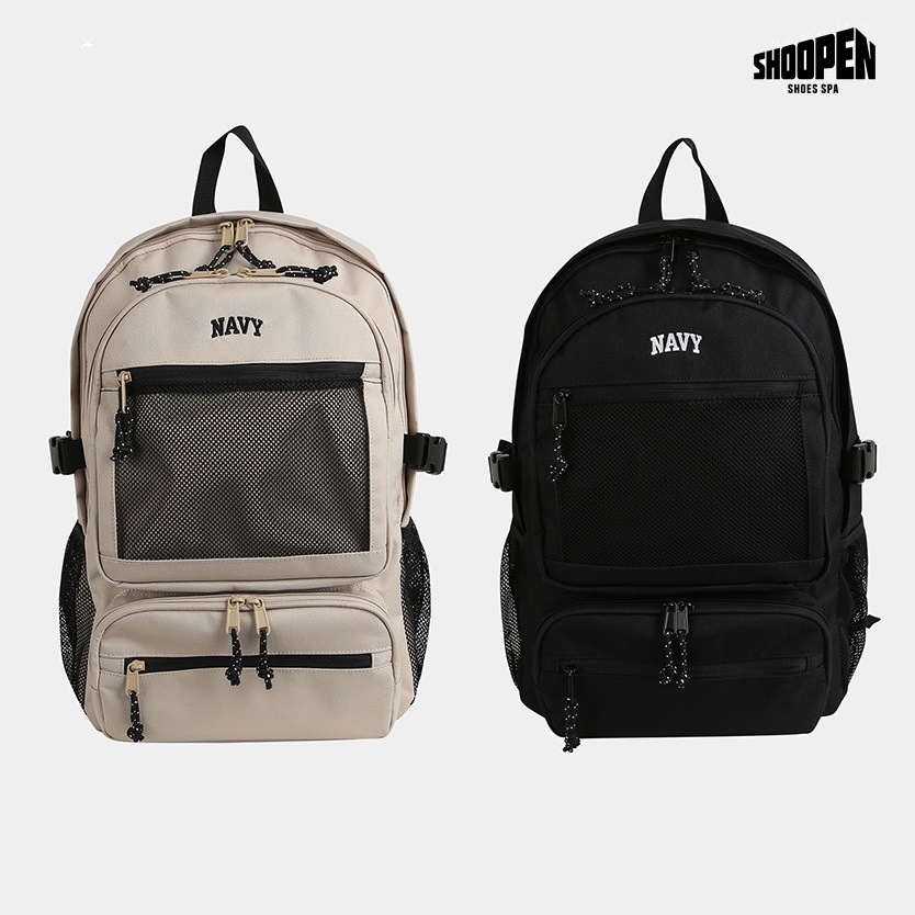 [NAVY] 5 Pocket Multi Mesh Backpack 2色 新学期 韓国人気 男女共用 スクールバッグ 登校バッグ 学生バッグ