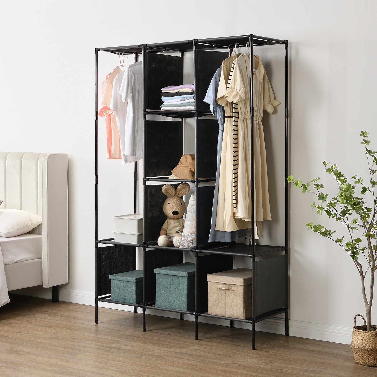 ハンガーラック スリム 洋服掛け 衣類収納 ワードローブ オープン式 大容量 洋服ラック