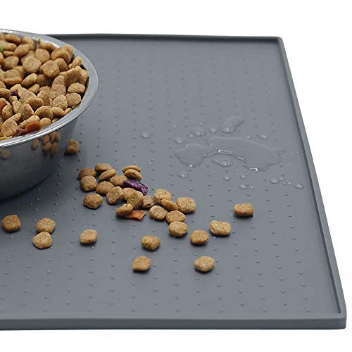 大安売り60x 40cm，グレー ペットマット 猫犬食事マット シリコン製 給餌マット 猫砂マット トイレトレーマット 滑り止め 溢れ止め 撥水 防水防汚 丸洗い