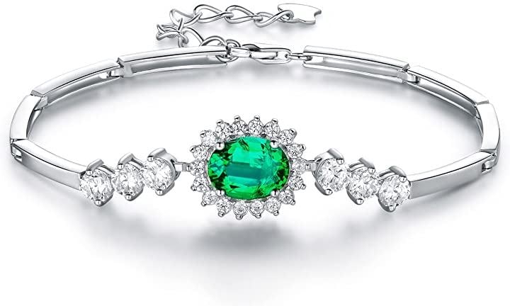 5月 誕生石 エメラルド女性シルバー925 レディース ブレスレット 調節可能 925純銀製(5月 5,301円