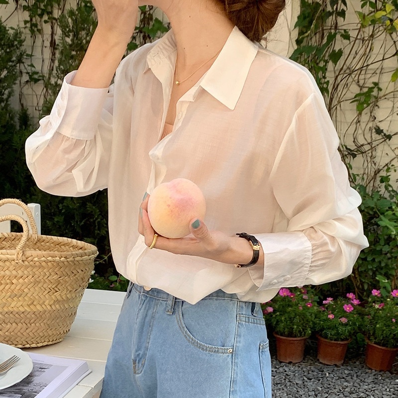 【1つ買うと10つ無料】女性のための夏のカジュアルシャツのゆるい長袖女性用の軽く通気性のある日焼け止めカーディガンシャツ