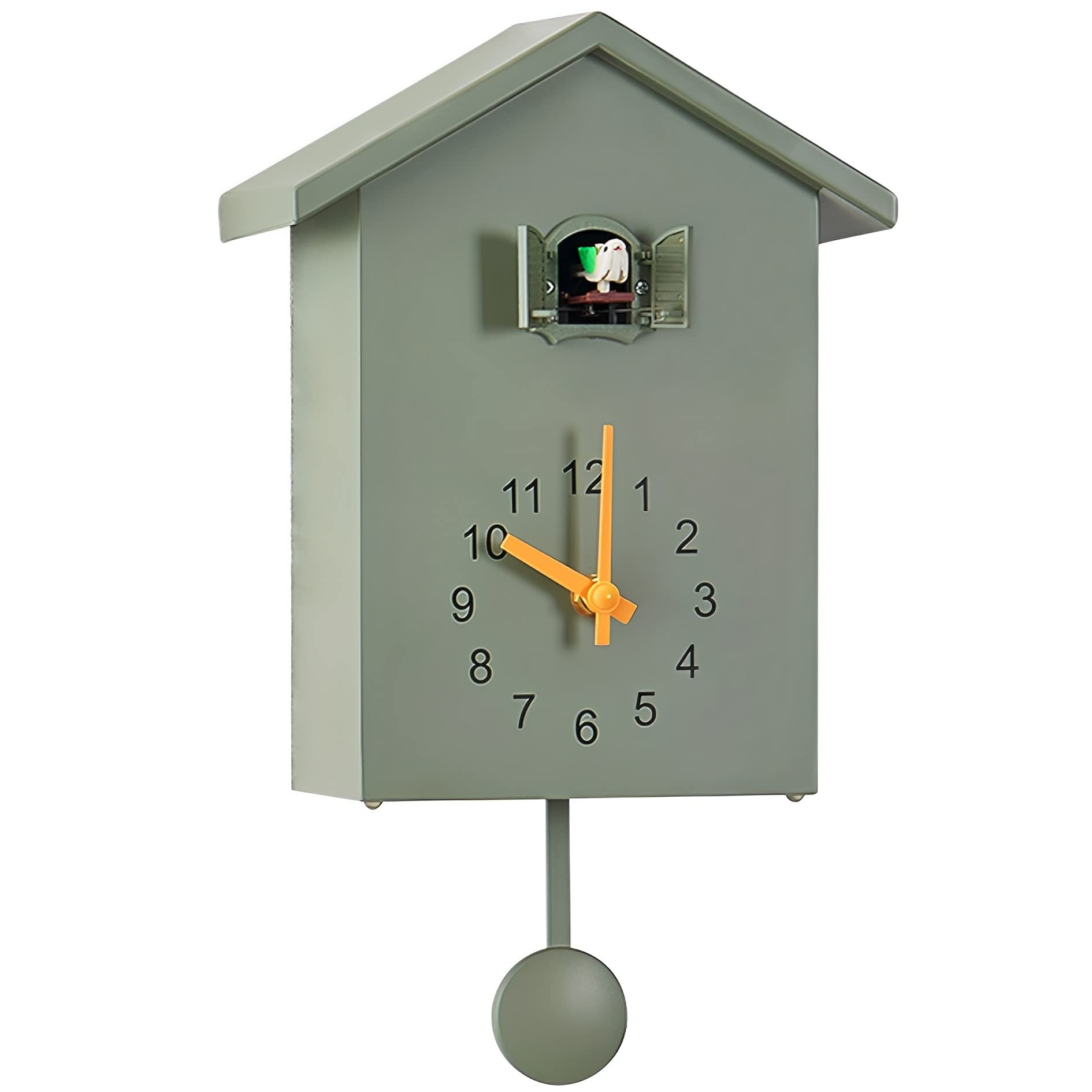 時計 鳩時計 掛け時計 置き時計 2Way 壁掛け 振り子 クロック 静音 可愛い (グリーン)
