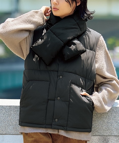 ベスト 防風・はっ水・吸湿発熱中綿入ベスト ネックウォーマー付