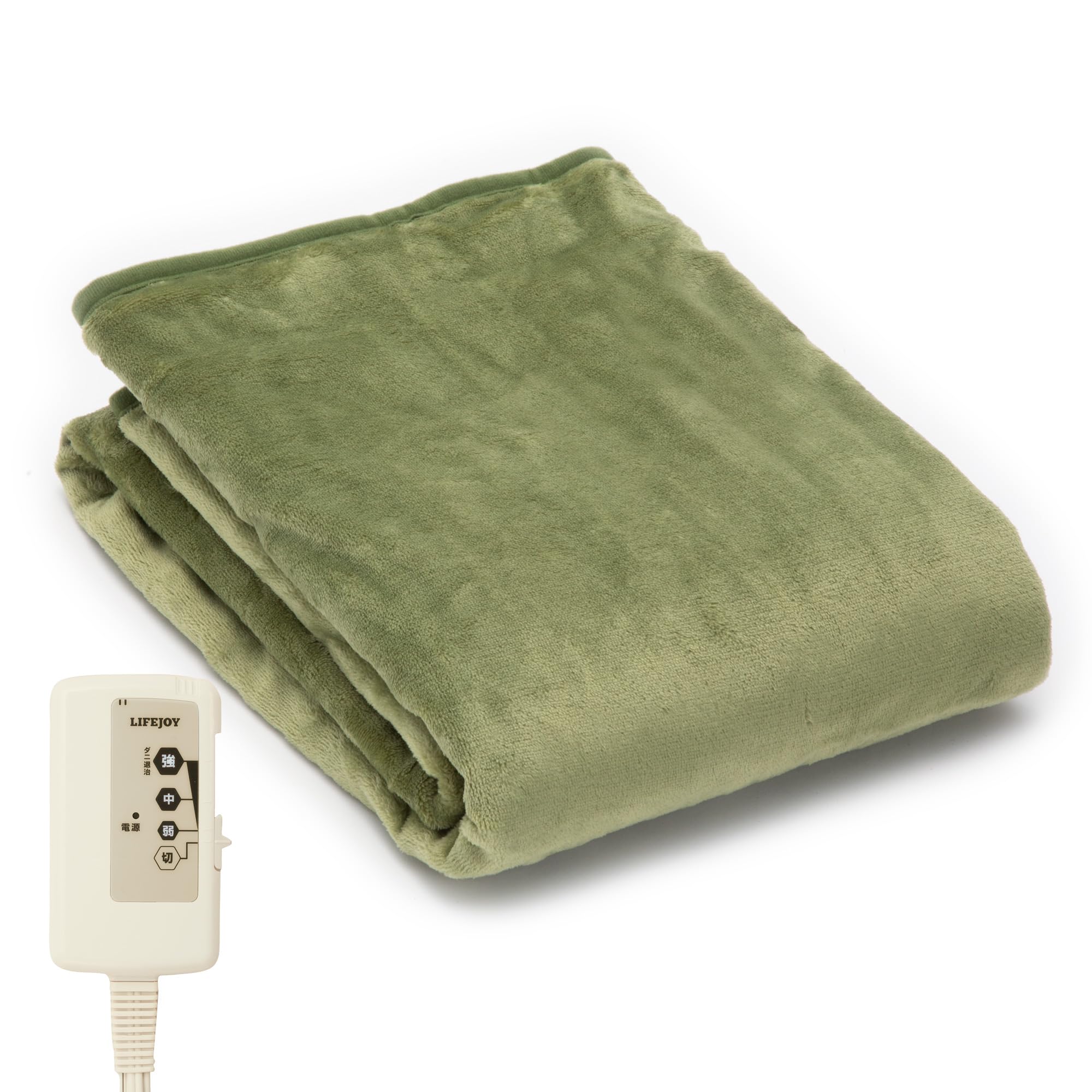 ライフジョイ 電気ひざ掛け 日本製 グリーン 140cm×80cm 電気毛布 洗える 両面フランネル ブランケット ふわふわ あったか JPN141GFZ