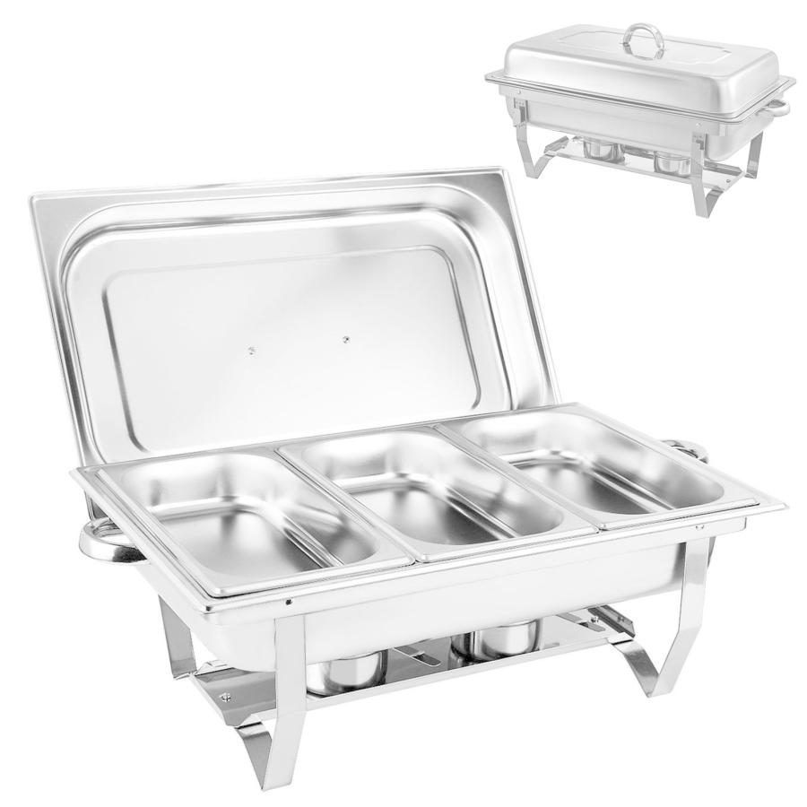 摩擦皿セット410ステンレス鋼の摩擦皿長方形チェーファーコンプリートセットビュッフェトレイフードウォーマー33Lプラッター付きためにケータリングビュッフェと