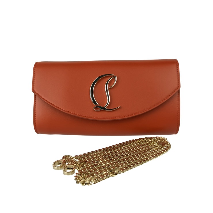 ショルダーバッグ LOUBI54 WALLET ON A R689 ROUQUINE TU 1235118 レザー - チェーンウォレット ルビ54 ゴールド金具 オレンジ系 ハンドバッグ【本物保証】