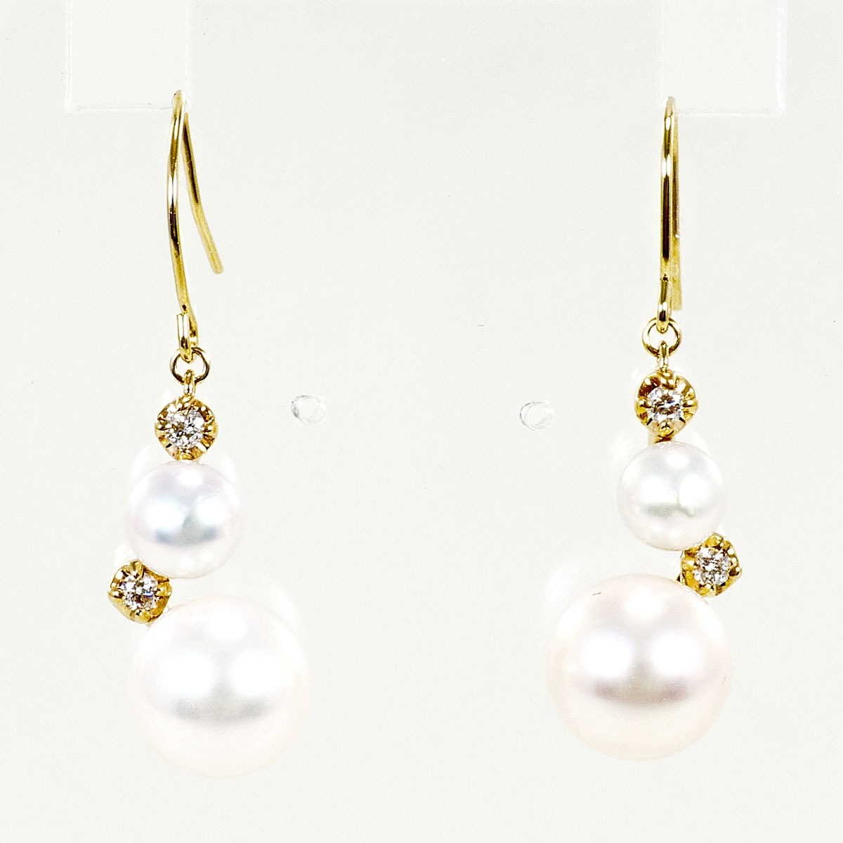 K10 10金 YG イエローゴールド ピアス パール（真珠） ダイヤモンド 0.02ct 総重量約2.0g 中古