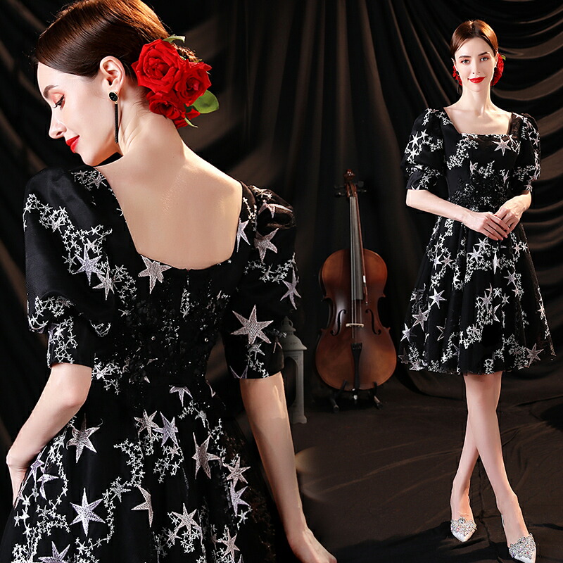 カラードレス無地 黒 二次会 結婚式 ステージ 衣装袖あり 撮影 演奏会 フォーマルドレス パーティードレス ファスナー イブニングドレス エレガント Aラインドレス ステージドレス 披露宴 ロングド