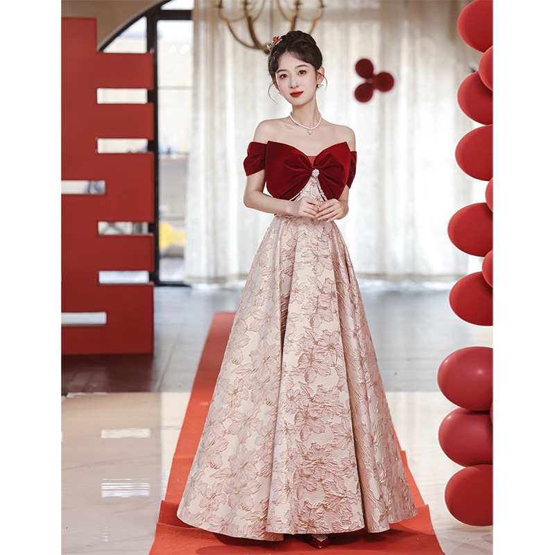 ドレス花嫁2025結婚ワンショルダーエンゲージメントドレス女性のハイエンド感情春