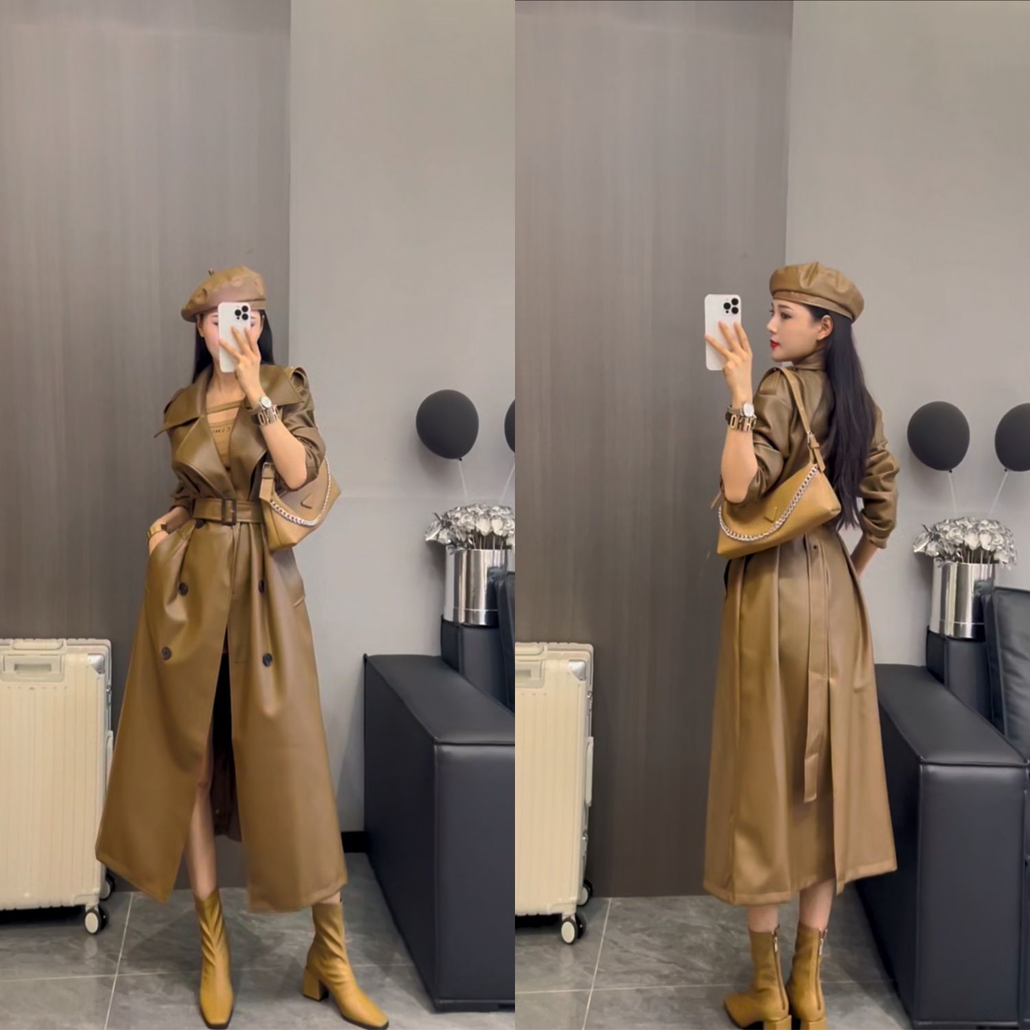 2024新作コートロングミディアム丈春秋小ウインドブレーカー気質コート