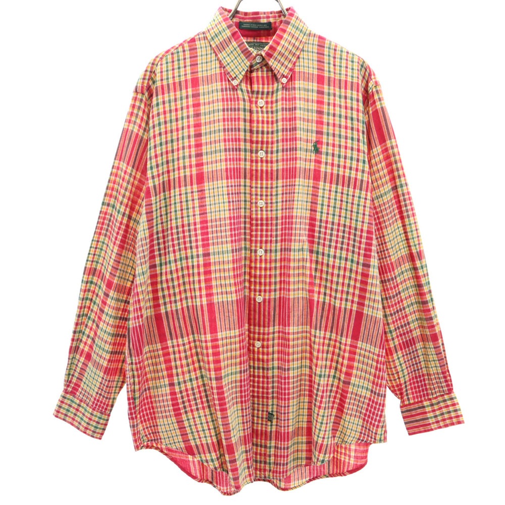 ポロカントリー 80s 90s ラルフローレン ヴィンテージ オールド チェック柄 長袖 ボタンダウンシャツ M レッド系 POLO COUNTRY RALPH LAUREN メンズ 8,458円