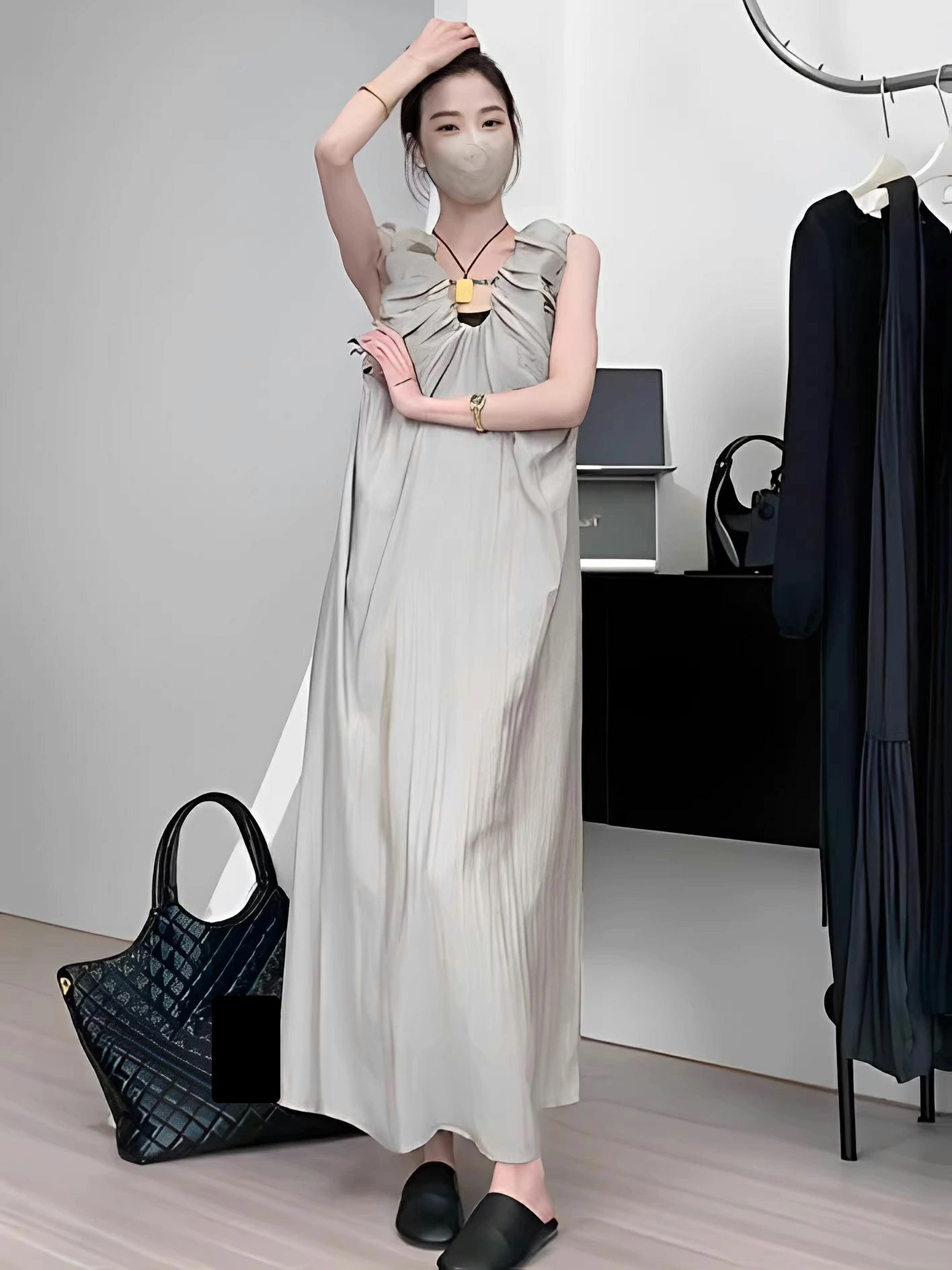 ワンピース レディース Vネック 大きいサイズ 春夏 ワンピ ロングワンピース ロング シンプル 無地 フォーマルドレス 結婚式 親族 フォーマルドレス 体型カバー フォーマルワンピース 着痩せ きれ