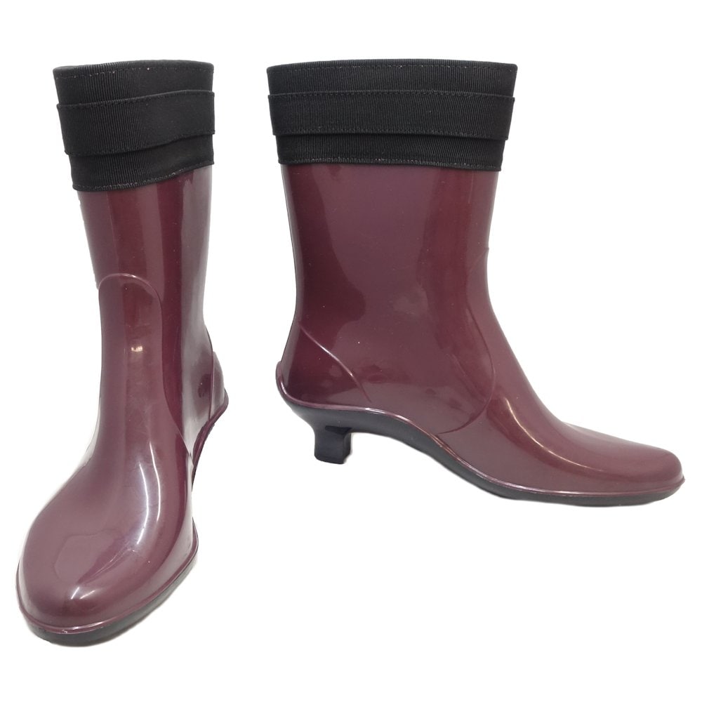 サルヴァトーレフェラガモ Salvatore Ferragamo ブーツ レインシューズ サイズ5 ラバー ボルドー ブラック / 082595【中古】