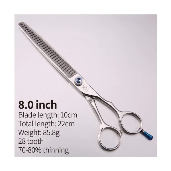 フェニスプロフェッショナルジャパン440c 6.5インチペット犬のグルーミング間伐はさみ歯ブレードはさみ間伐率約35％ Blue 7.0 inch