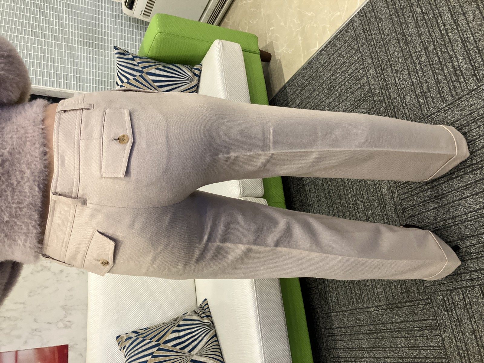 パンツ 40 白系 レディース ストレッチ 日本製