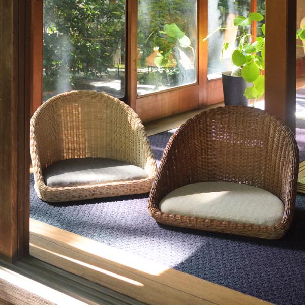 座椅子 和風 和柄 アジアン ラタン 編み込み 座いす フロアチェア 背もたれ おしゃれ リゾート風 南国 デザイン 和室 馴染む 似合う インテリア