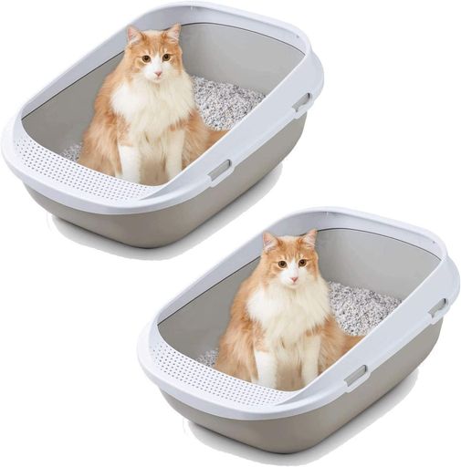 【OFT】 メガトレー 本体 グレー×2個セット 猫用トイレ 本体 大きい猫 大きいトイレ ゆったり広々サイズ 飛び散り防止カバー付き サイズ(約) 幅48×奥65×高28.5CM 8,422円