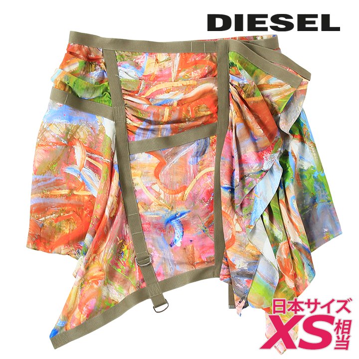ミニスカート レディース O-DIANTHA-PRINT 総柄プリント アシンメトリーデザイン die-l-s-g4-238